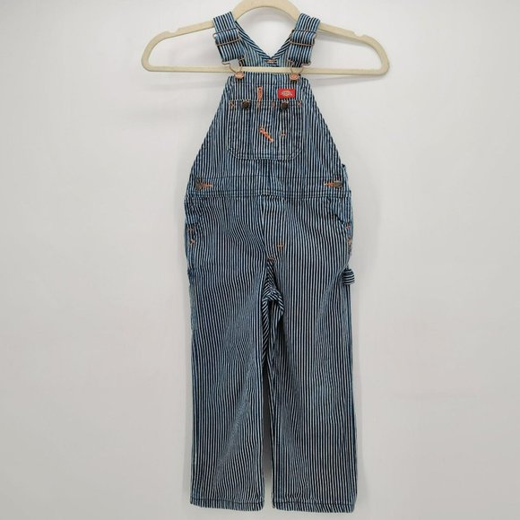 Dickies Blue White Striped Overall Bibs Toddler 4T